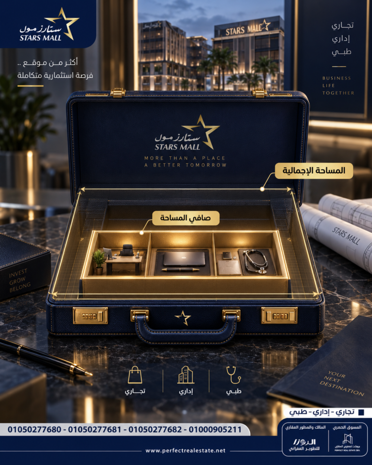 مثال على المساحة الإجمالية وصافي المساحة في Stars Mall